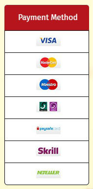 Available payment methods at Glossy Bingo